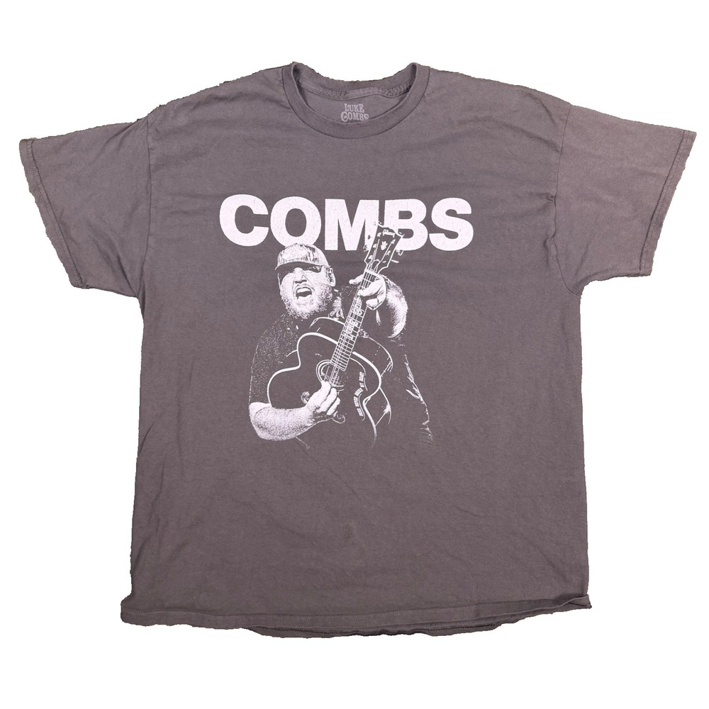 Luke Combs Growing' Up Gettin' Old 2024 Tour XL Gray T-Shirt Read!